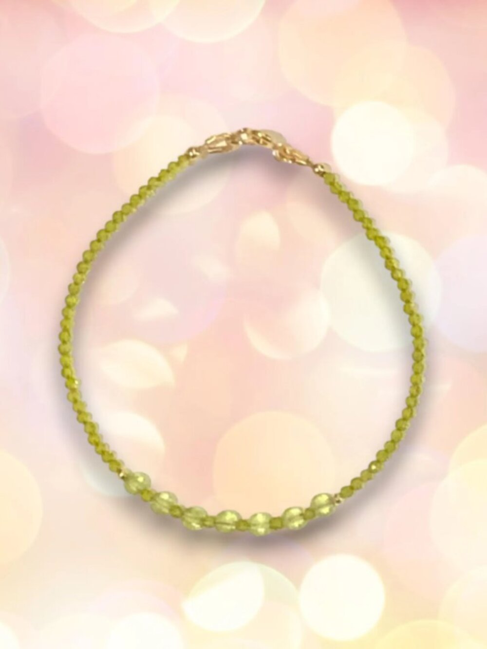 Natural Peridot Bracelet with Gold Filled Accents, August Birthstone Gift